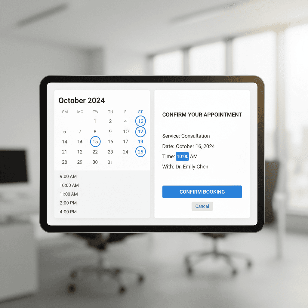 Integrated booking system with calendar
